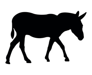 Vector flat donkey silhouette isolated on white background