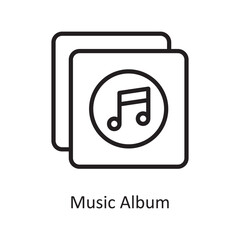 Music Album Vector Outline icon Design illustration. Music Symbol on White background EPS 10 File