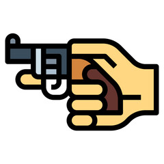 handgun filled outline icon style