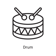 Drum Vector Outline icon Design illustration. Music Symbol on White background EPS 10 File