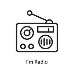 Fm Radio Vector Outline icon Design illustration. Music Symbol on White background EPS 10 File