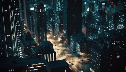 Fototapeta Downtown Night Scene obraz