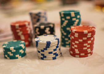 Poker chips close up view