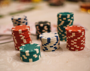 Poker chips close up view