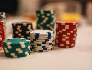 Poker chips close up view
