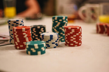 Poker chips close up view