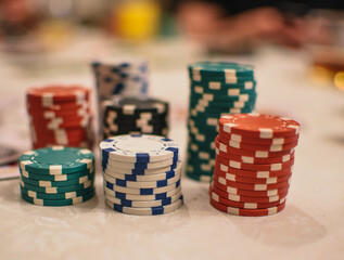 Poker chips close up view