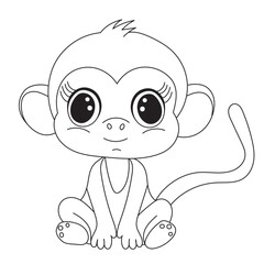 monkey character childrens coloring book, vector