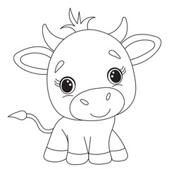bull, calf character childrens coloring book