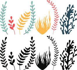 seaweed in flat style vector