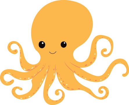 cute octopus character, cartoon in flat style vector