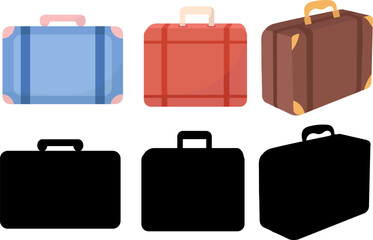 set of suitcases in flat style vector
