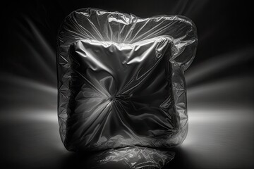 Naklejka premium lovely darkness abstract plastic background Glossy polyethylene, not the plastic bag notion. translucence in plastic. Black hole of mystery. For text only. Texture of polythene. Generative AI