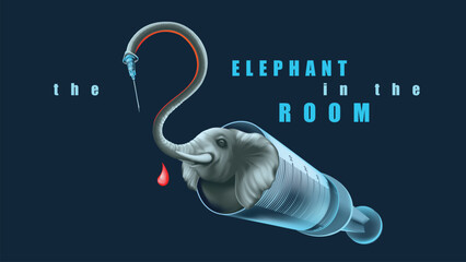 The Elephant inside Syringe - Elephant in the Room - Idiom - Metaphor for Tackling Challenging Topics - Isolated Realistic Illustration
The elephant trunk morphs into a question mark. - 581379347