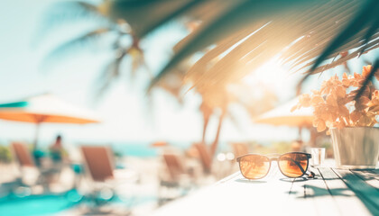 Summer holiday concept with summertime fun and activities in the perfect travel vacation in the sunshine