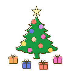 Christmas tree with gifts on the white background