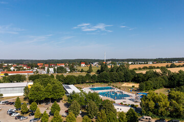 Fototapeta na wymiar Blick über Harzgerode Luftbildaufnahme