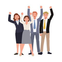 Business Teamwork concept. Successful team of four people. diverse people. Business team Flat vector cartoon illustration