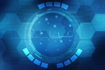 2D illustration Heart cardiogram background