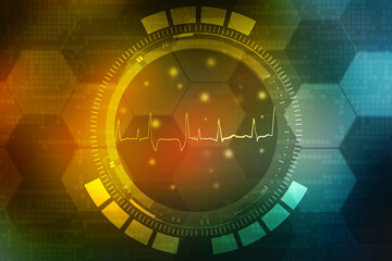Obraz premium 2D illustration Heart cardiogram background