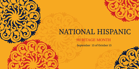 National Hispanic Heritage Month. Vector illustration. National colors and patterns.