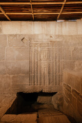 Carved doorway in Giza, entrance to ancient tomb.