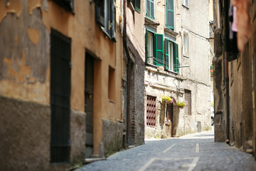 Fototapeta na wymiar Typical medieval street in beautiful town of Nemi, Italy