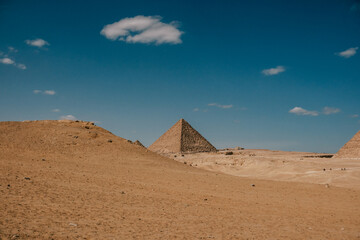 Obraz na płótnie Canvas View of Giza Pyramids, Egypt