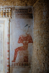 Hieroglyphs in tomb in Mountain of dead in Siwa Oasis, Egypt	