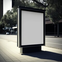 Blank billboard in the city for advertising display. Generative AI.