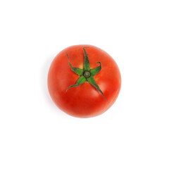 Ready and ripe. High angle shot of a single red ripe tomato isolated on white.