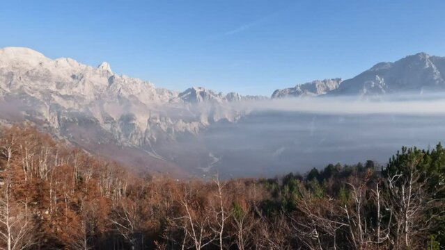 Balkans moutains peak scenic at the border of Albania. 4k footage
