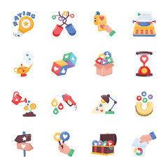 Set of Online Marketing Flat Stickers 

