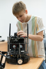 Children using the hand robot technology, Students are studying technology, which is one of the STEM courses.