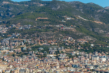 Fototapeta na wymiar Panoramic view of Alanya and nearby hills