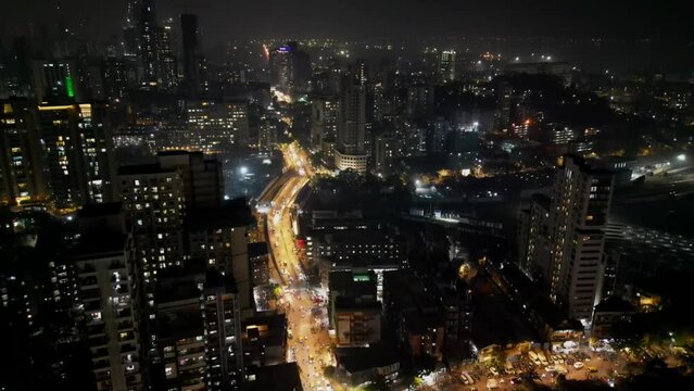 night view drone shot Churchgate 3