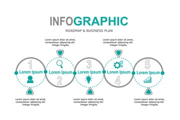 Infographic template for business plan ,strategy, roadmap. 5 Steps Modern Timeline diagram ,minimal style, presentation vector infographics