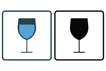 Wine glass icon illustration. icon related to drink. Solid icon style. Simple vector design editable