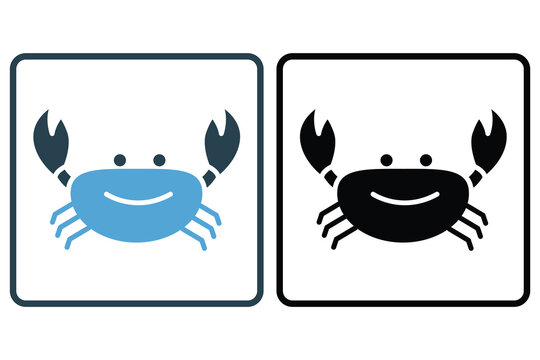 Crab icon illustration. icon related to seafood. Solid icon style. Simple vector design editable
