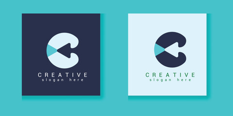 abstract letter c shape arrow logo