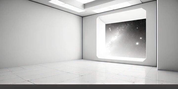 The background of the room is a plain white wall, creating a spacious backdrop, Generative AI