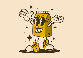 milk box mascot character design in vintage color