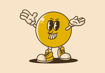 Yellow ball head mascot character design in vintage color