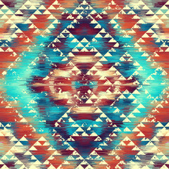 Geometric abstract grunge vintage pattern. Aztec style. Seamless vector image.