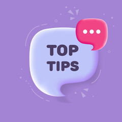 Top tips. lettering style, lilac, help, important information. Vector illustration.