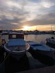 boats at sunset