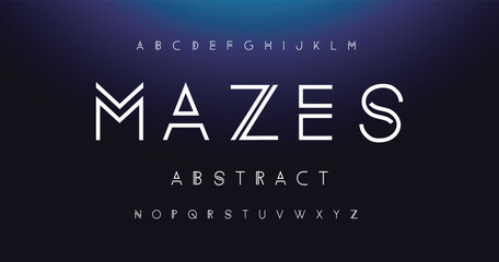 MAZES Abstract modern urban alphabet fonts. Typography sport, game, technology, fashion, digital, future creative logo font. vector illustration