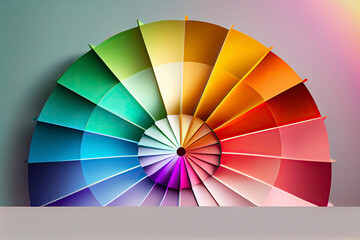 Fototapeta premium Colorful radial gradient badge made of rainbow spectral colors placed