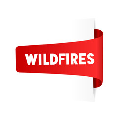 Wildfires - text, word, banner design template. Flat style vector icon.