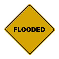 Warning sign message flooded illustration